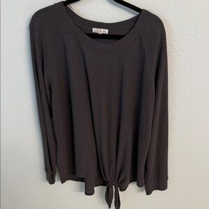 Nine Britton Charcoal Long Sleeve Tie-Front Top